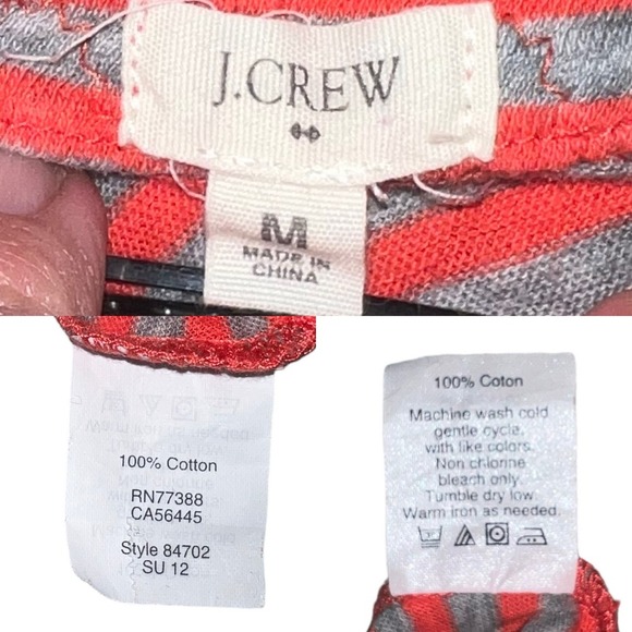 J. Crew Factory Orange & Gray Long Sleeved V-Neck‎ Tee Soutache Trim MED - Picture 7 of 7